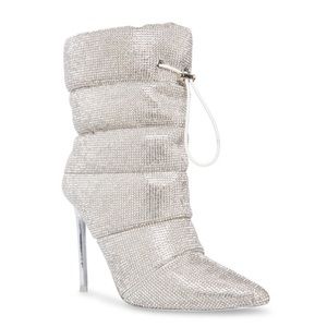 Steve Madden Cloak-R Rhinestone Ankle Bootie Stilhetto Puffer NWT